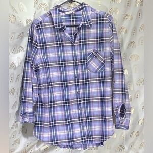Allison Daley Men's Plaid Shirt in Blue and Purple